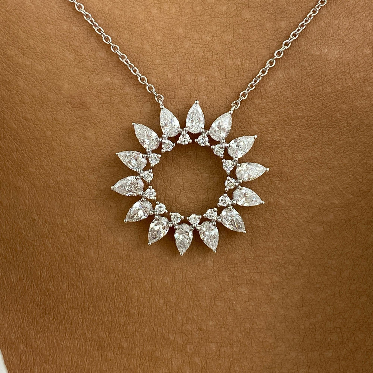 Denise 1.6 Pear,Round Lab-Grown Diamond Chain Necklace