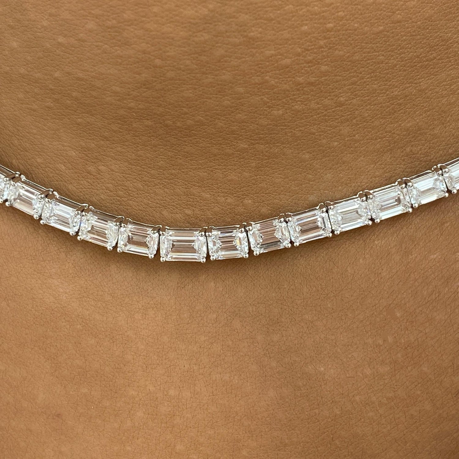 Brittany 21.2 Emerald Lab-Grown Diamond Tennis, East West Necklace