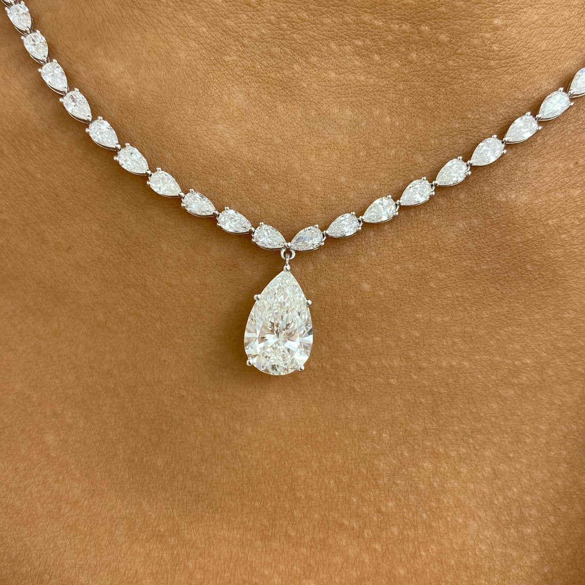 Briar 12.7 Pear Lab-Grown Diamond Tennis, Solitaire Necklace