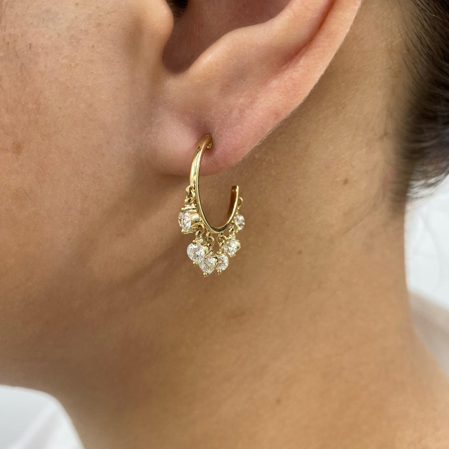 Lydia 1.4 Round Lab-Grown Diamond Hoop, Drop Earrings