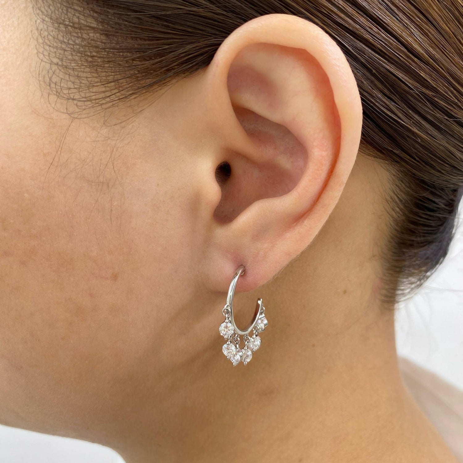 Lydia 1.4 Round Lab-Grown Diamond Hoop, Drop Earrings