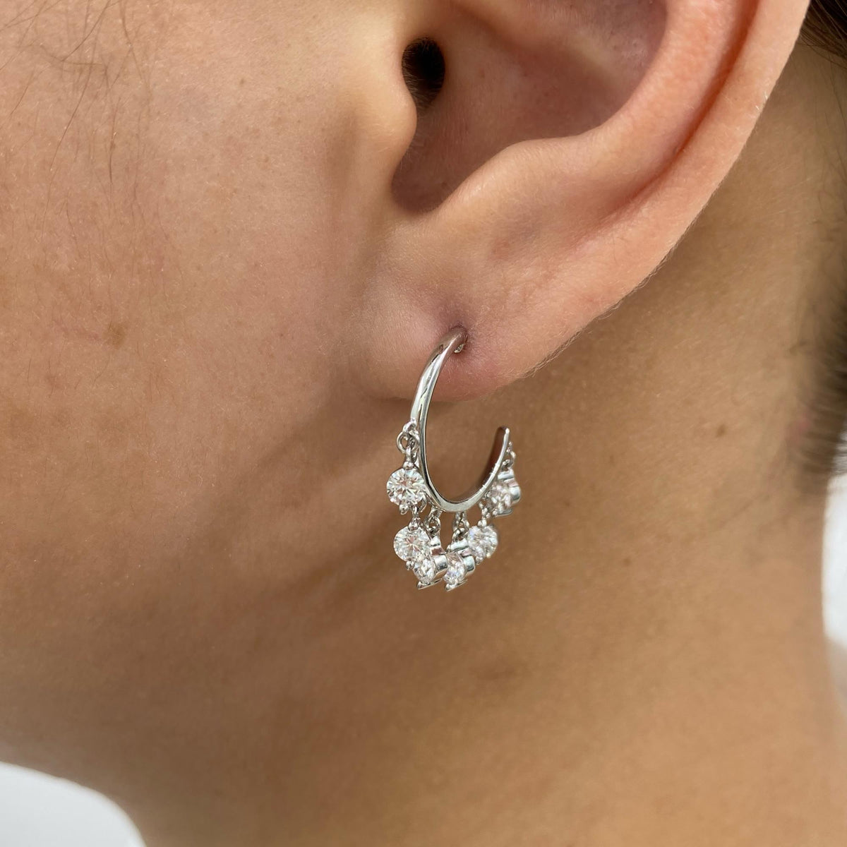 Lydia 1.4 Round Lab-Grown Diamond Hoop, Drop Earrings