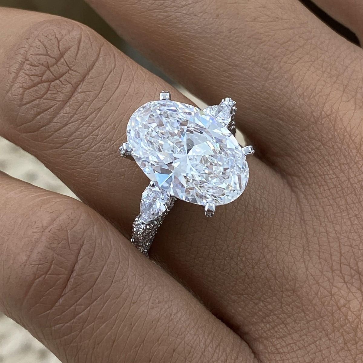 Lacey 6.3 Oval Lab-Grown Diamond Three Stone Ring