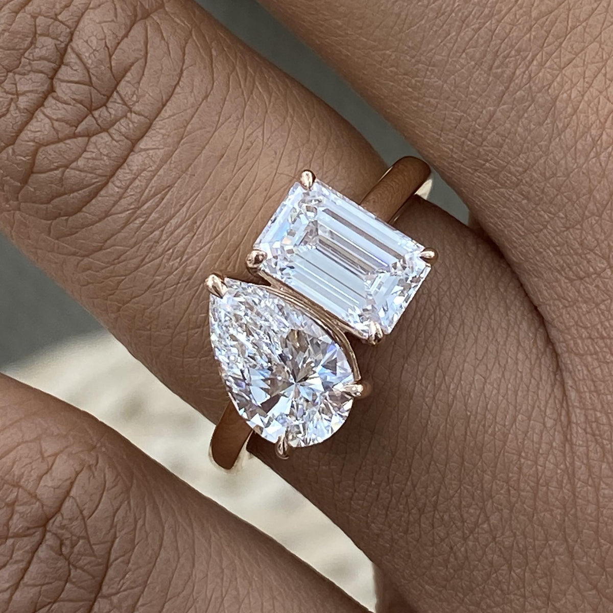 Joy 3 PearEmerald Lab-Grown Diamond Toi  Moi, Special Ring