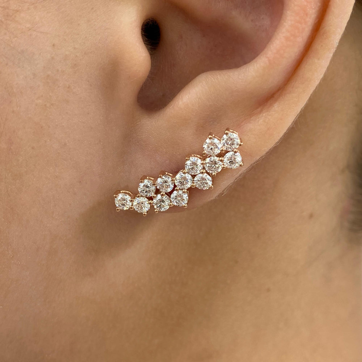 Amelia 1.9 Round Lab-Grown Diamond Studs, Bouquet Earrings