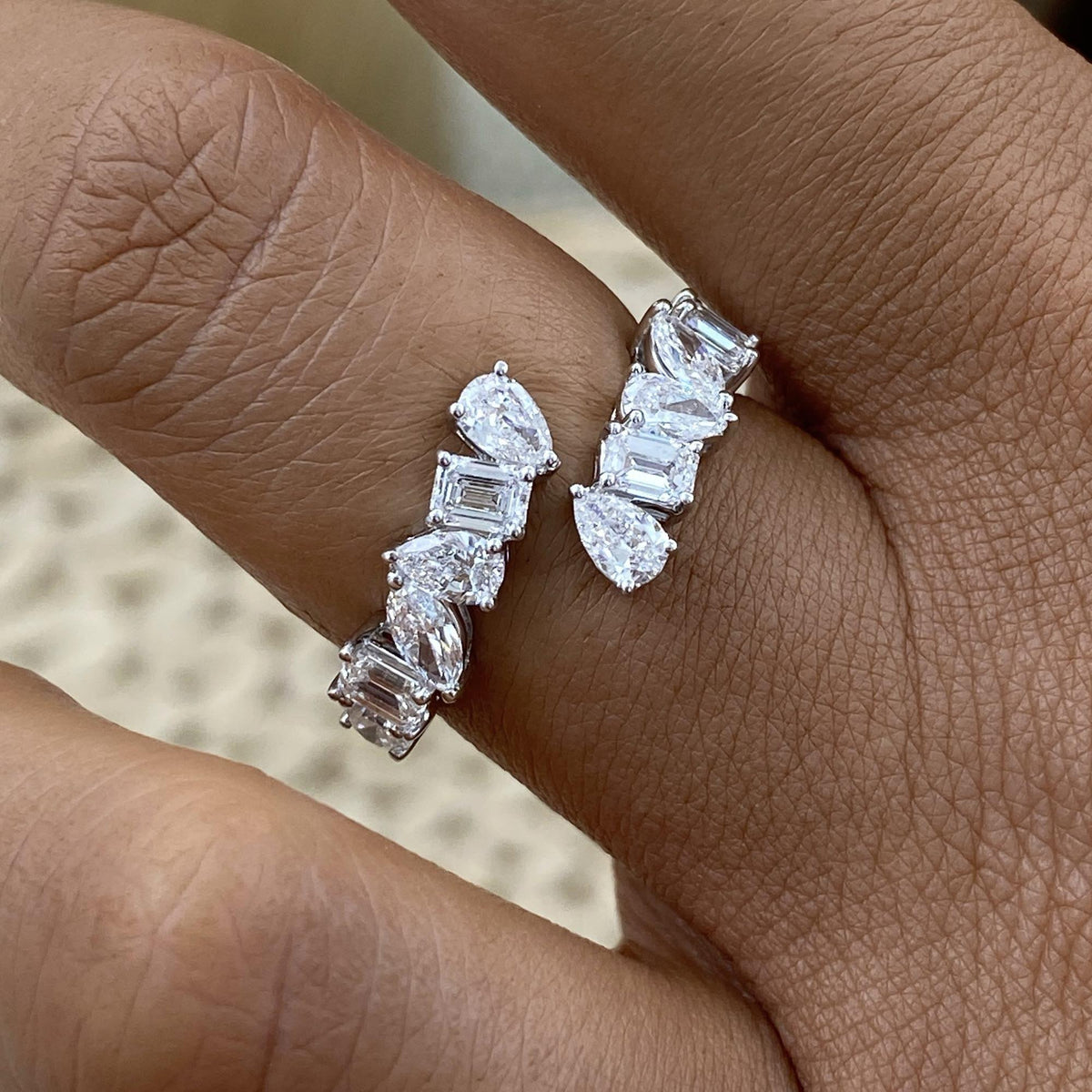 Barbara 1.5 Round,Pear,Emerald,Marquise Lab-Grown Diamond Special, Half-Eternity Ring