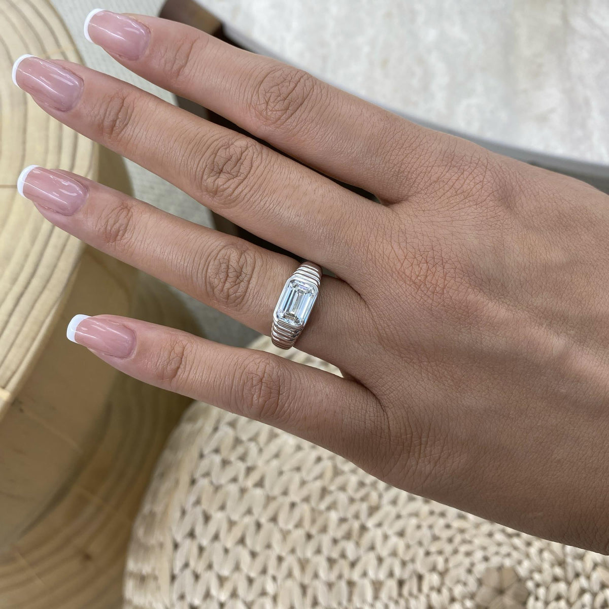 Lauren 2 Emerald Lab-Grown Diamond Special, Bezel Ring