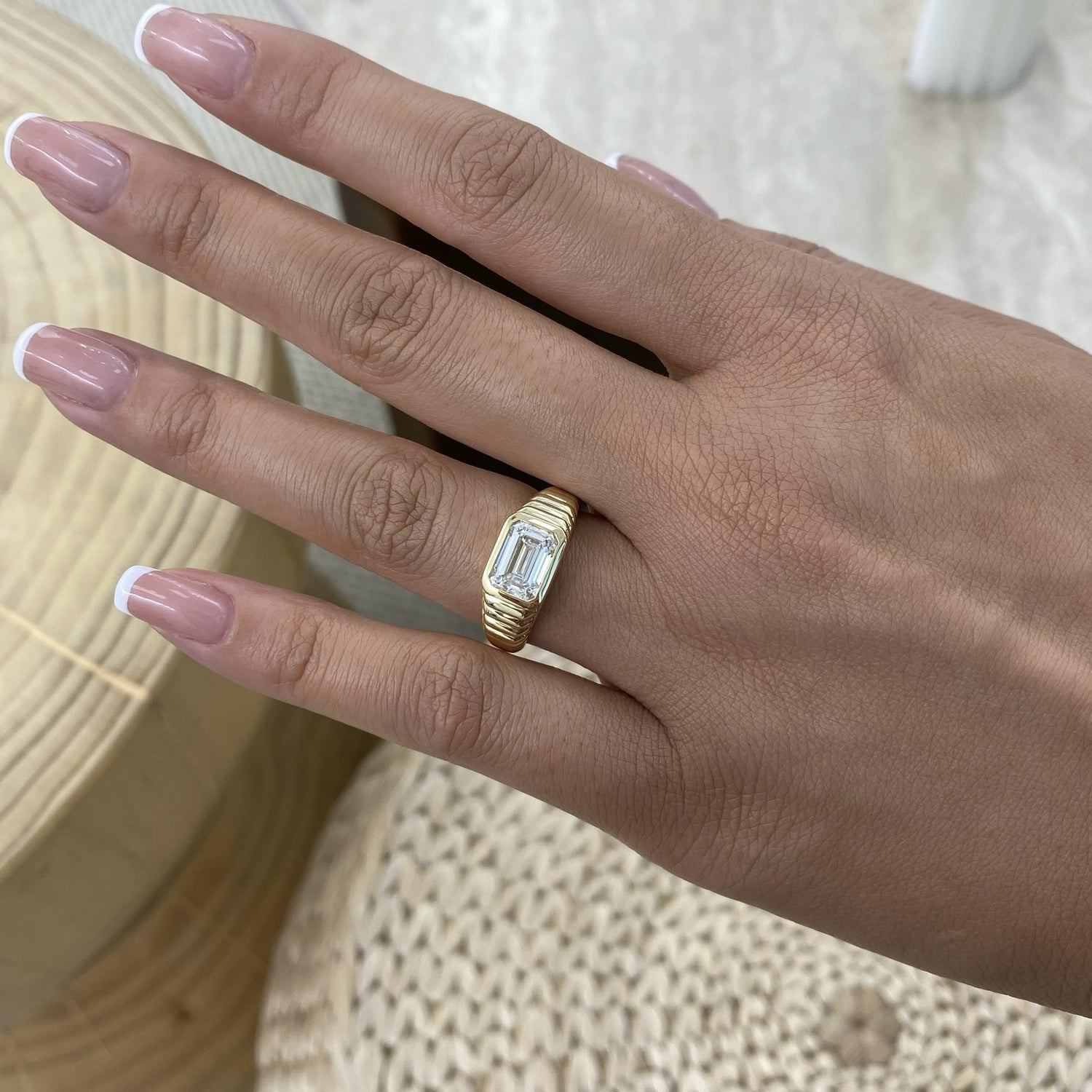 Lauren 2 Emerald Lab-Grown Diamond Special, Bezel Ring