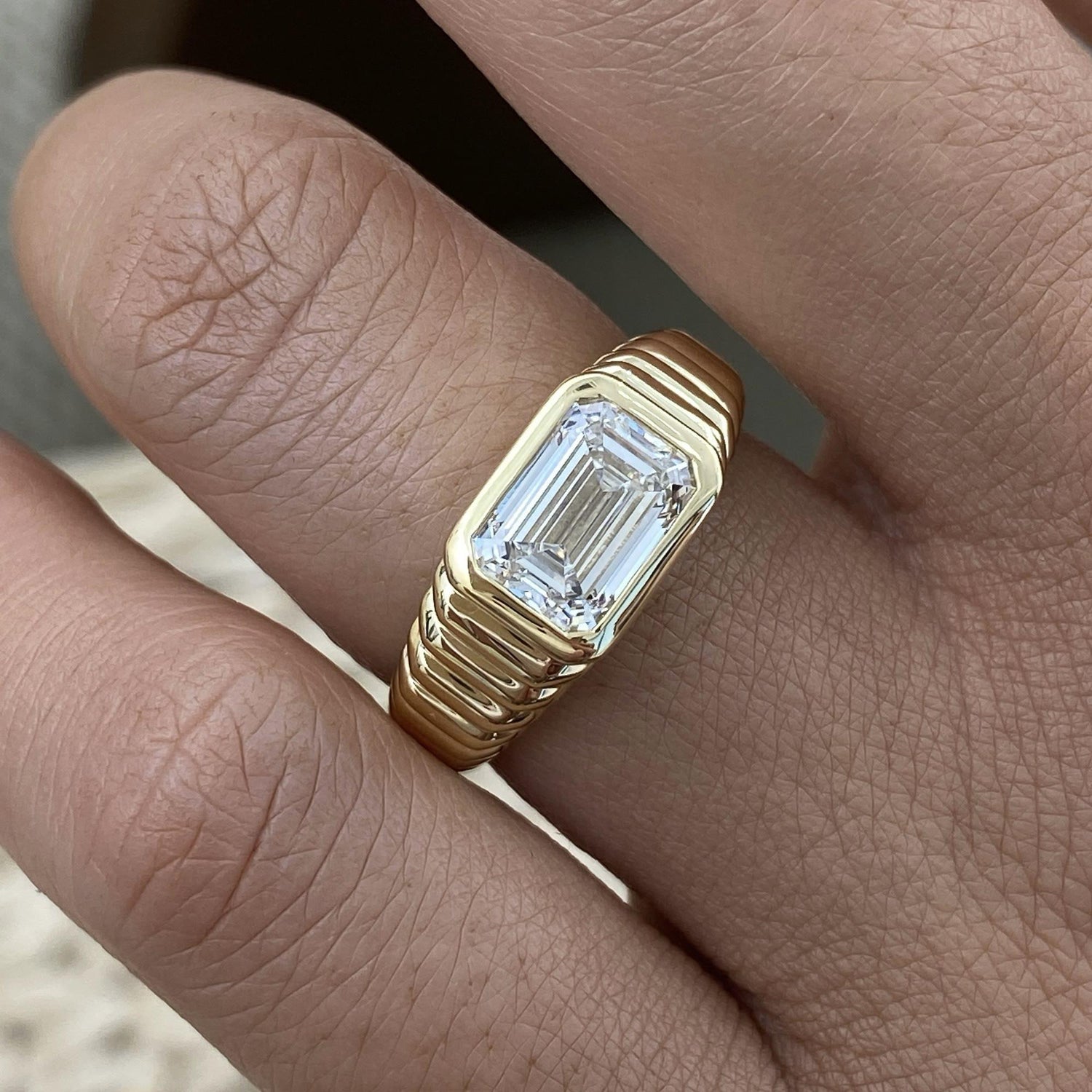 Lauren 2 Emerald Lab-Grown Diamond Special, Bezel Ring