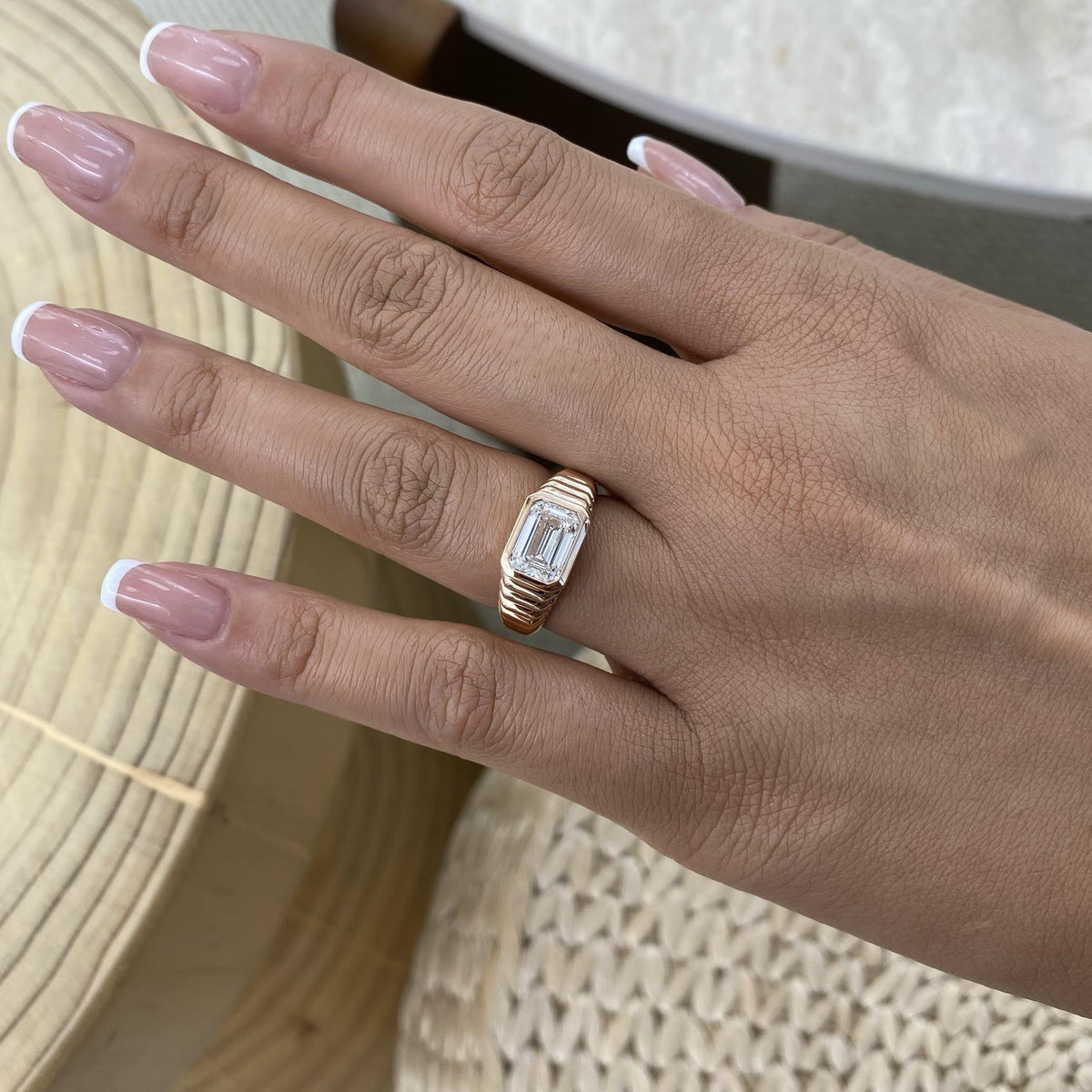 Lauren 2 Emerald Lab-Grown Diamond Special, Bezel Ring