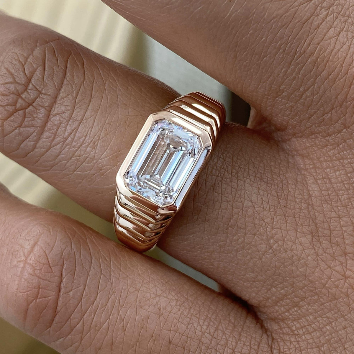 Lauren 2 Emerald Lab-Grown Diamond Special, Bezel Ring