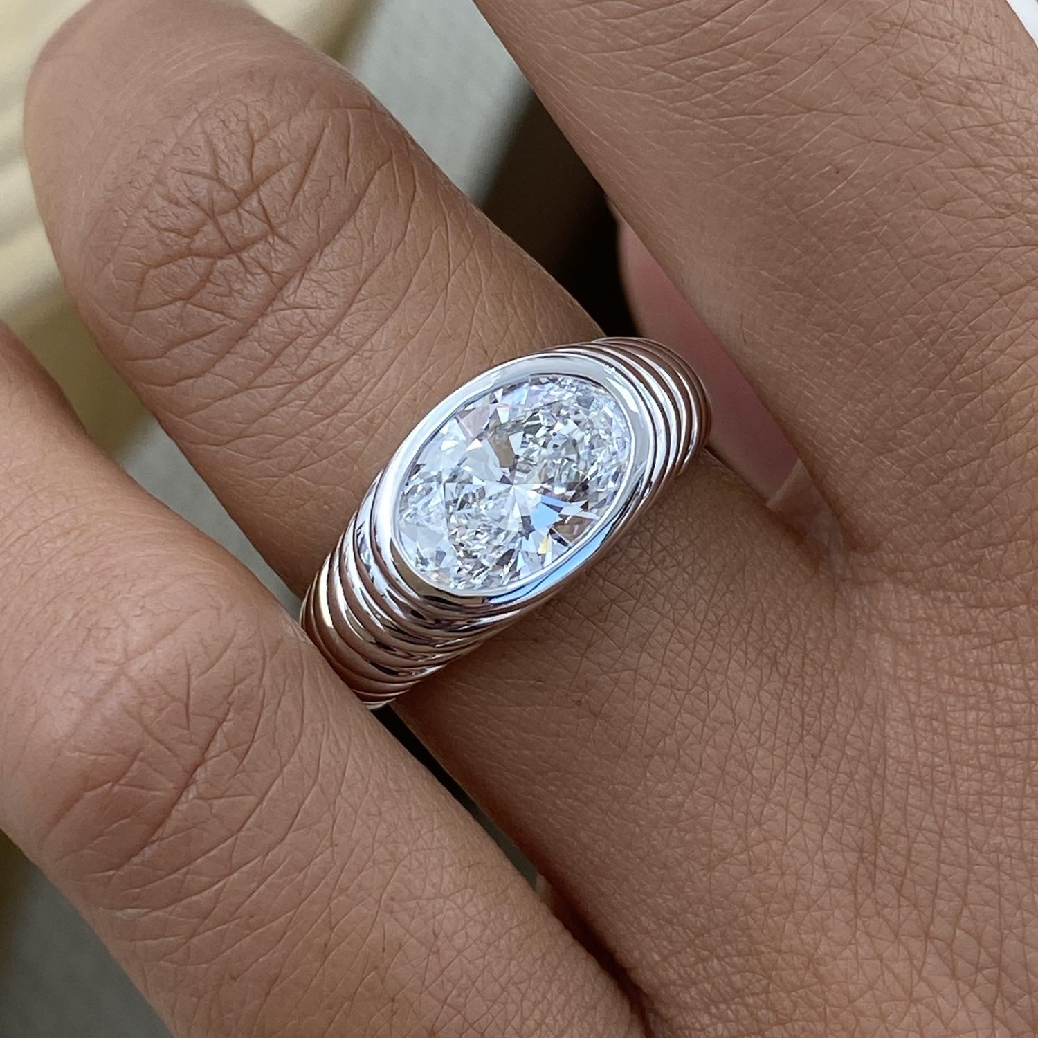 Lauren 2 Oval Lab-Grown Diamond Special, Bezel Ring