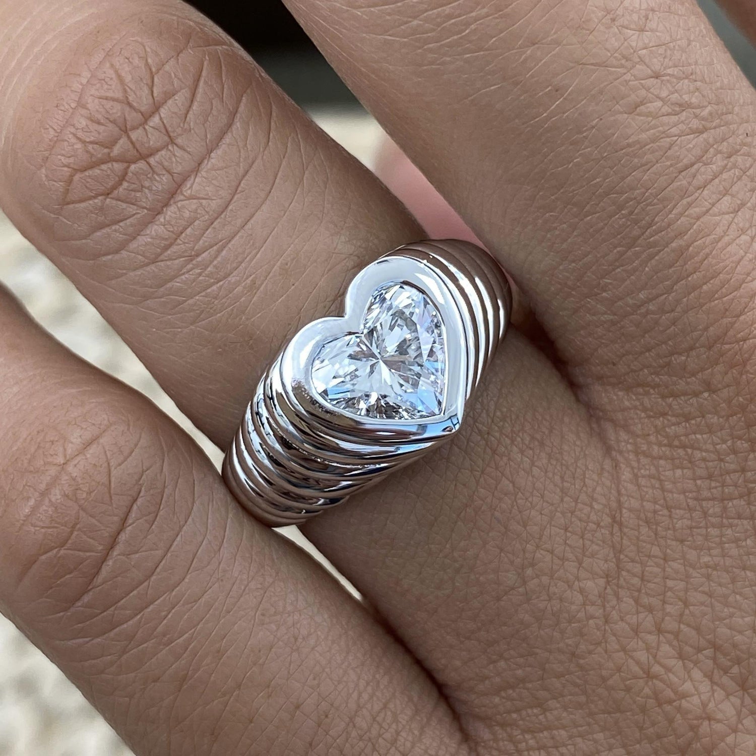 Lauren 1.5 Heart Lab-Grown Diamond Special, Bezel Ring