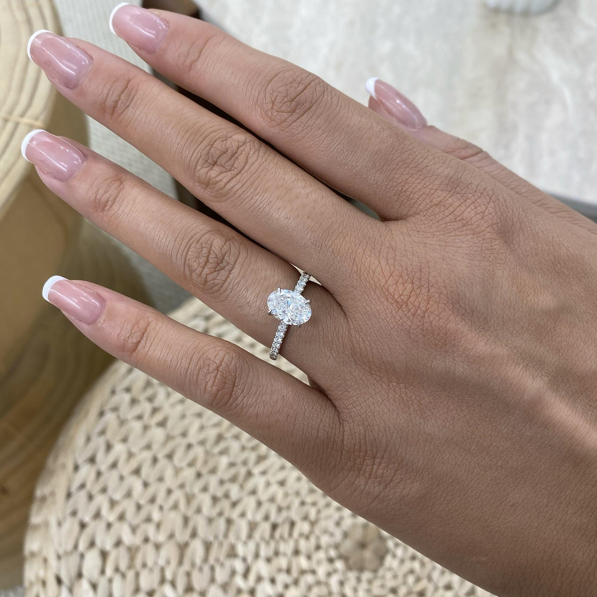 Quinn 1.8 Oval Lab-Grown Diamond Side Stone Ring
