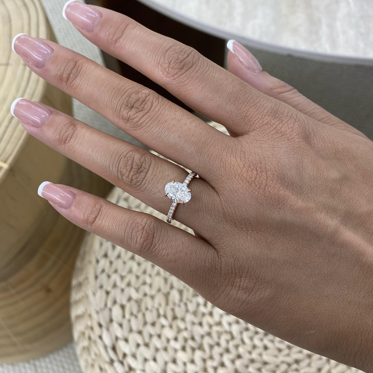 Quinn 1.8 Oval Lab-Grown Diamond Side Stone Ring