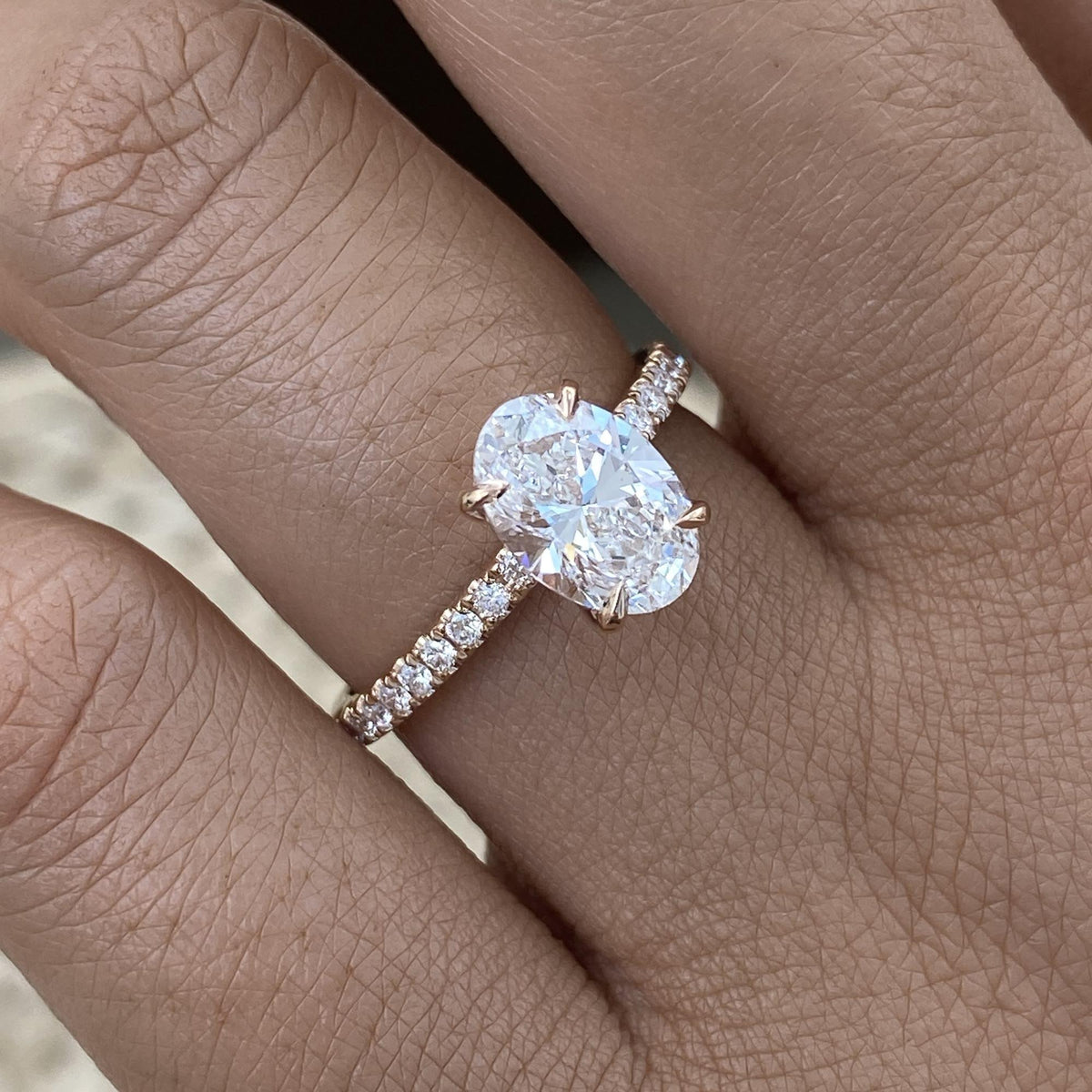 Quinn 1.8 Oval Lab-Grown Diamond Side Stone Ring