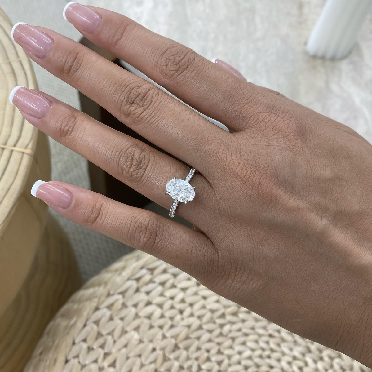 Quinn 2.3 Oval Lab-Grown Diamond Side Stone Ring