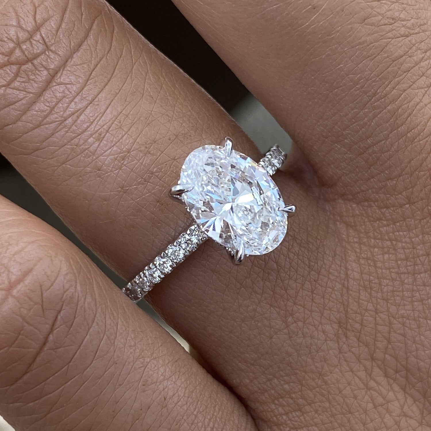 Quinn 2.3 Oval Lab-Grown Diamond Side Stone Ring