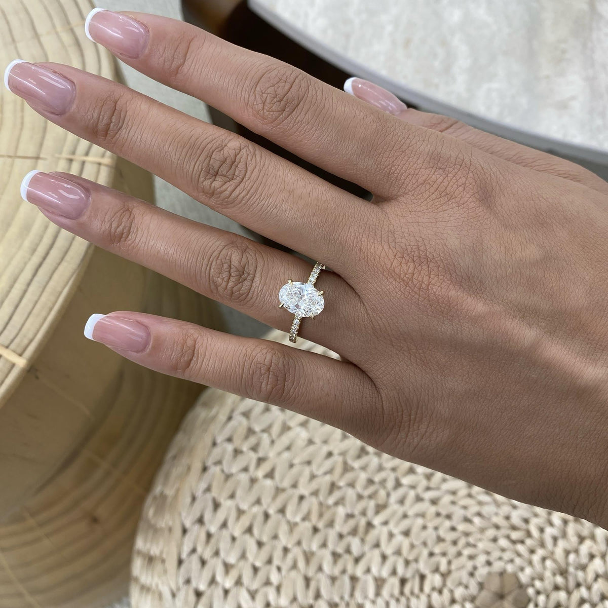 Quinn 2.3 Oval Lab-Grown Diamond Side Stone Ring
