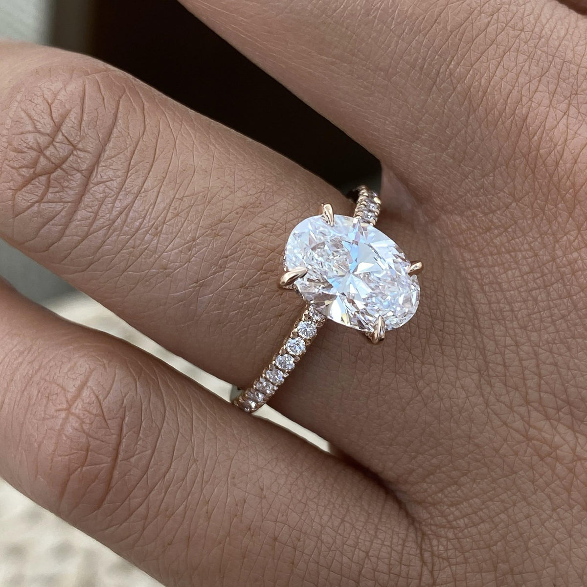 Quinn 2.3 Oval Lab-Grown Diamond Side Stone Ring