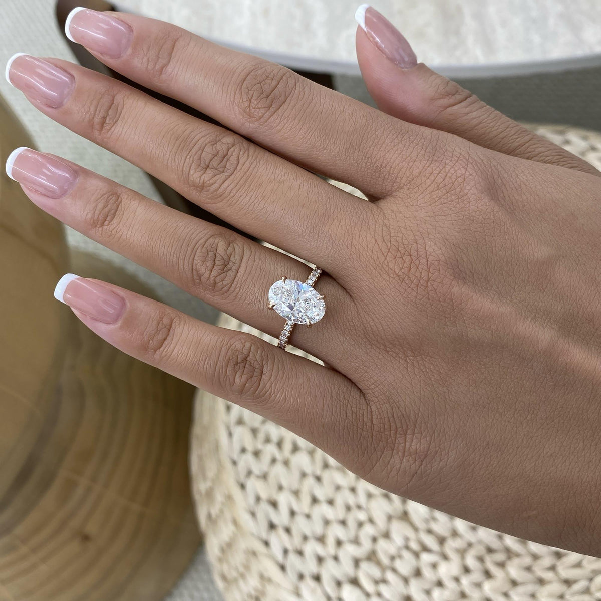 Quinn 3.3 Oval Lab-Grown Diamond Side Stone Ring