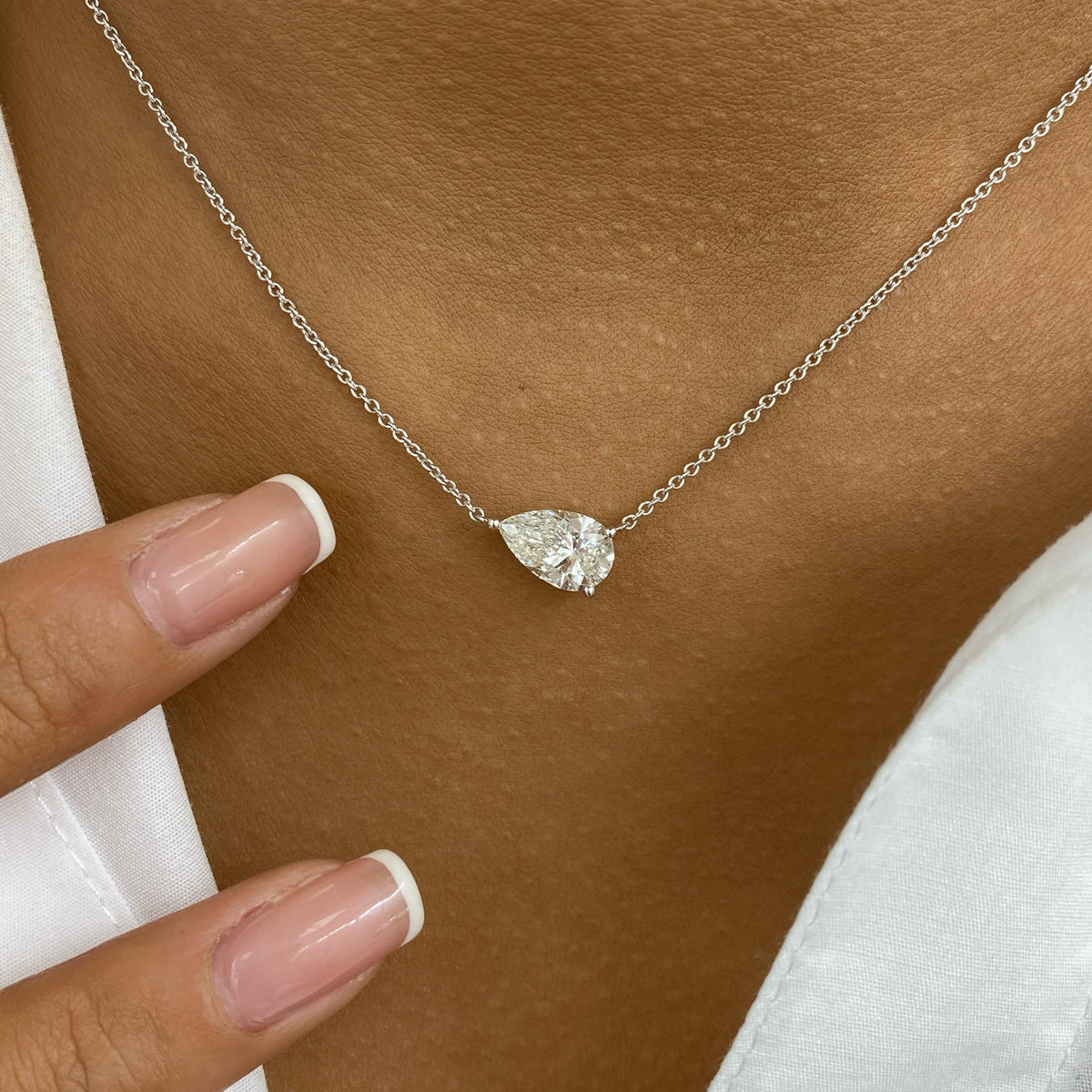 Colleen 1.5 Pear Lab-Grown Diamond Solitaire, Chain Necklace