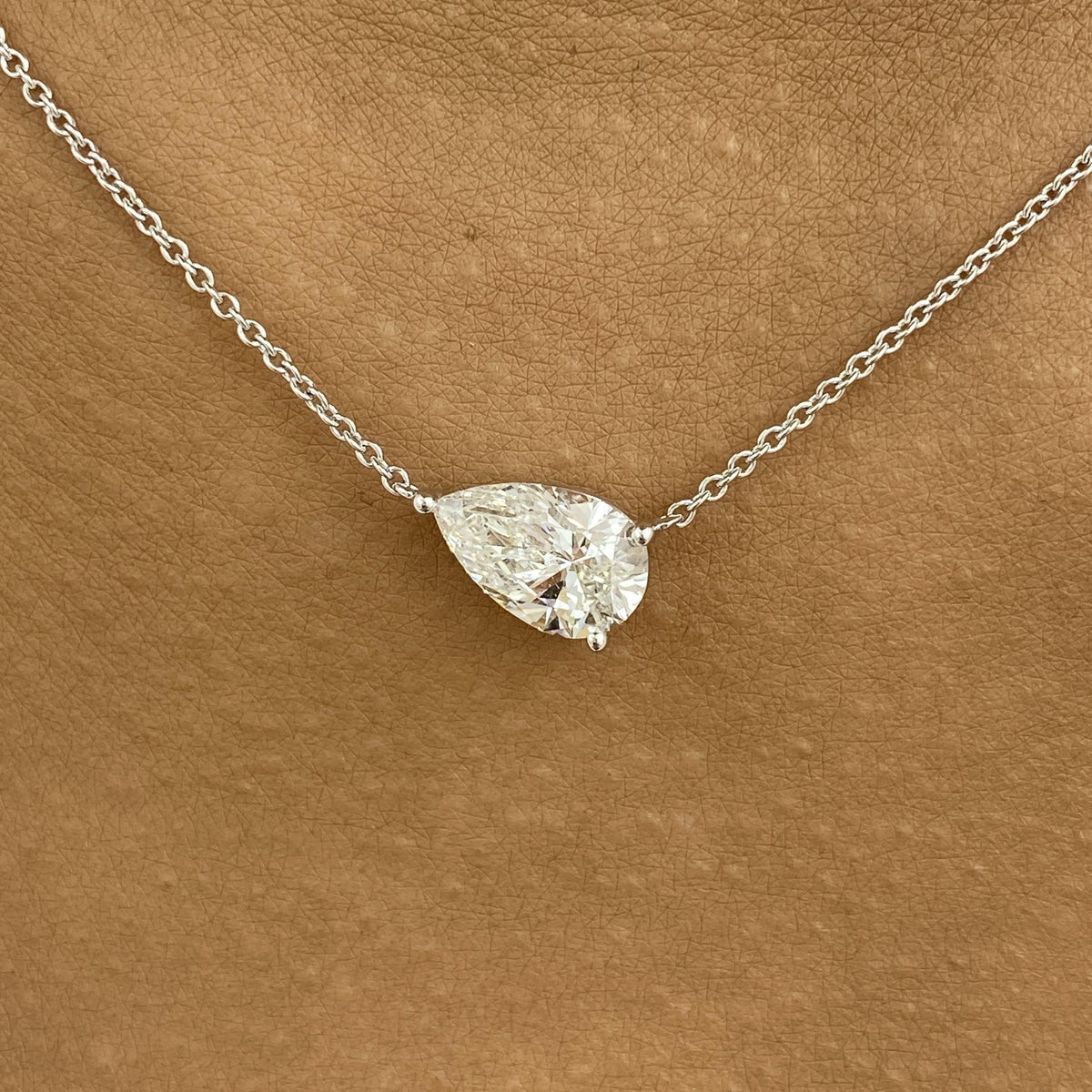 Colleen 1.5 Pear Lab-Grown Diamond Solitaire, Chain Necklace