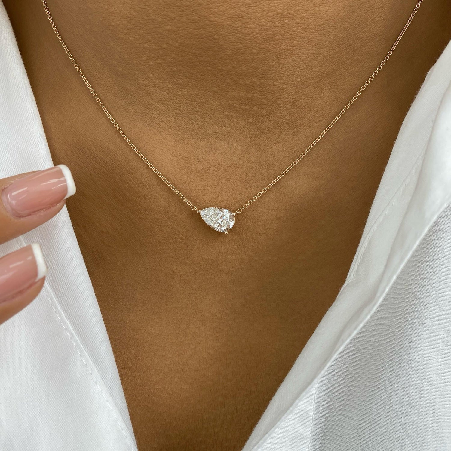 Samantha 1.5 Pear Lab-Grown Diamond Solitaire, Chain Necklace
