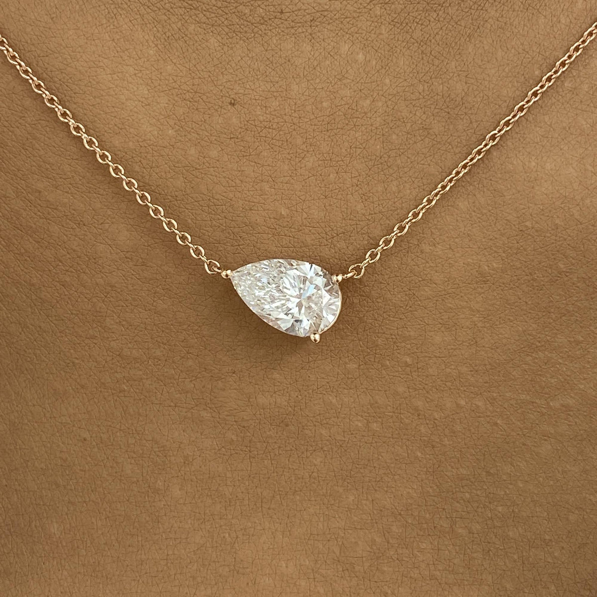 Samantha 1.5 Pear Lab-Grown Diamond Solitaire, Chain Necklace
