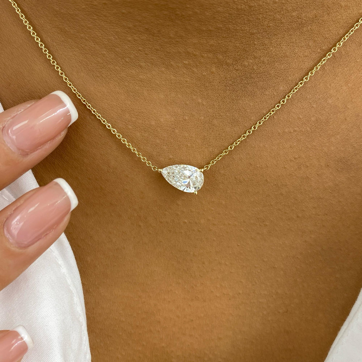 Colleen 1.5 Pear Lab-Grown Diamond Solitaire, Chain Necklace