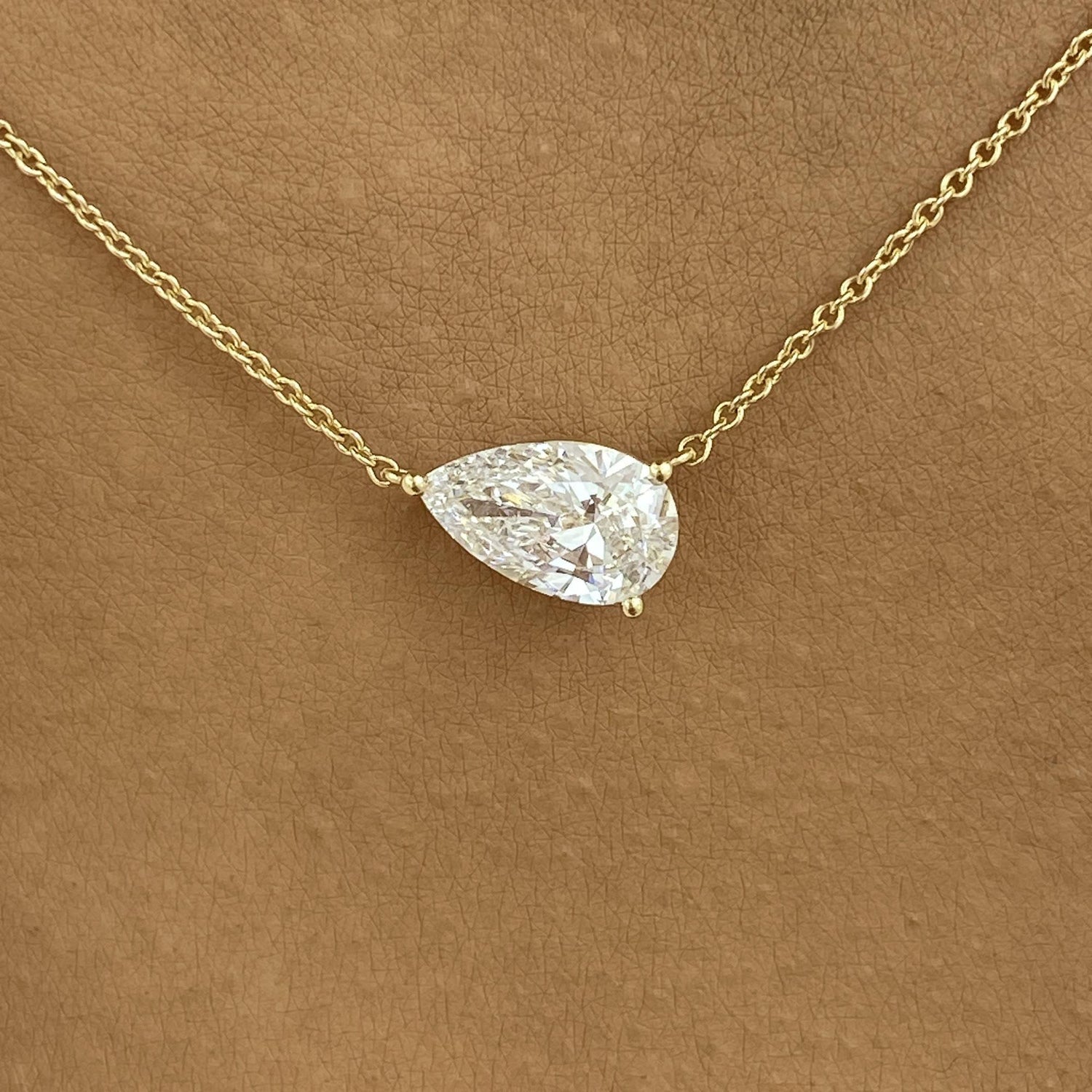 Colleen 1.5 Pear Lab-Grown Diamond Solitaire, Chain Necklace