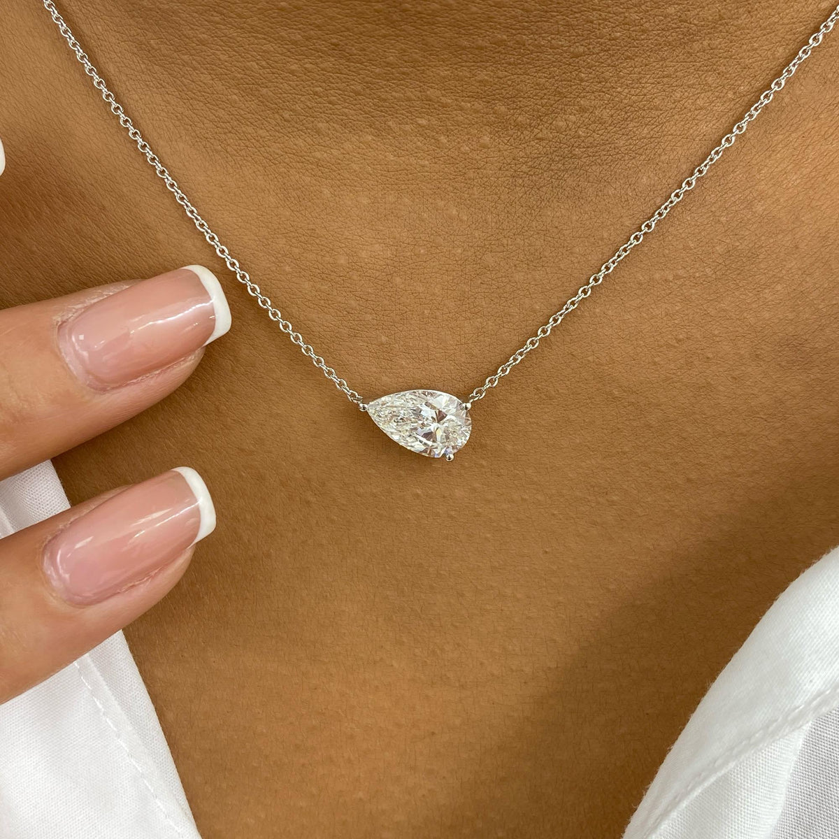Colleen 2 Pear Lab-Grown Diamond Solitaire, Chain Necklace