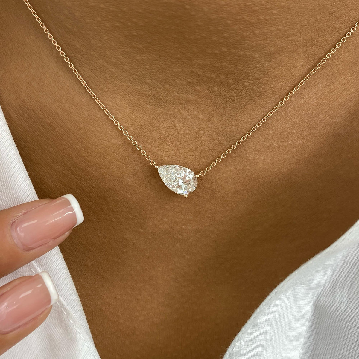 Colleen 2 Pear Lab-Grown Diamond Solitaire, Chain Necklace