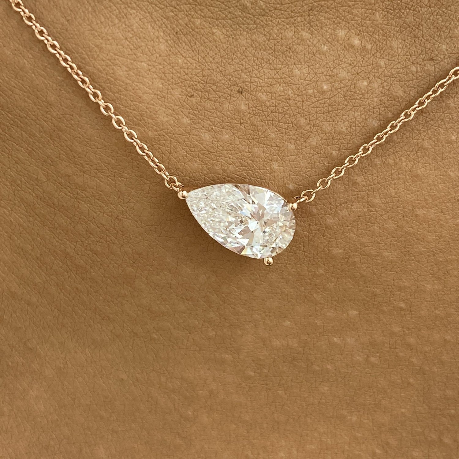 Colleen 2 Pear Lab-Grown Diamond Solitaire, Chain Necklace