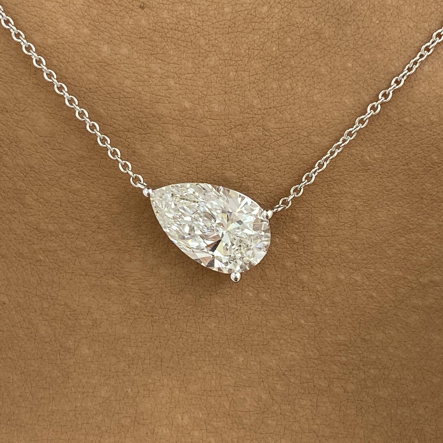 Colleen 3 Pear Lab-Grown Diamond Solitaire, Chain Necklace