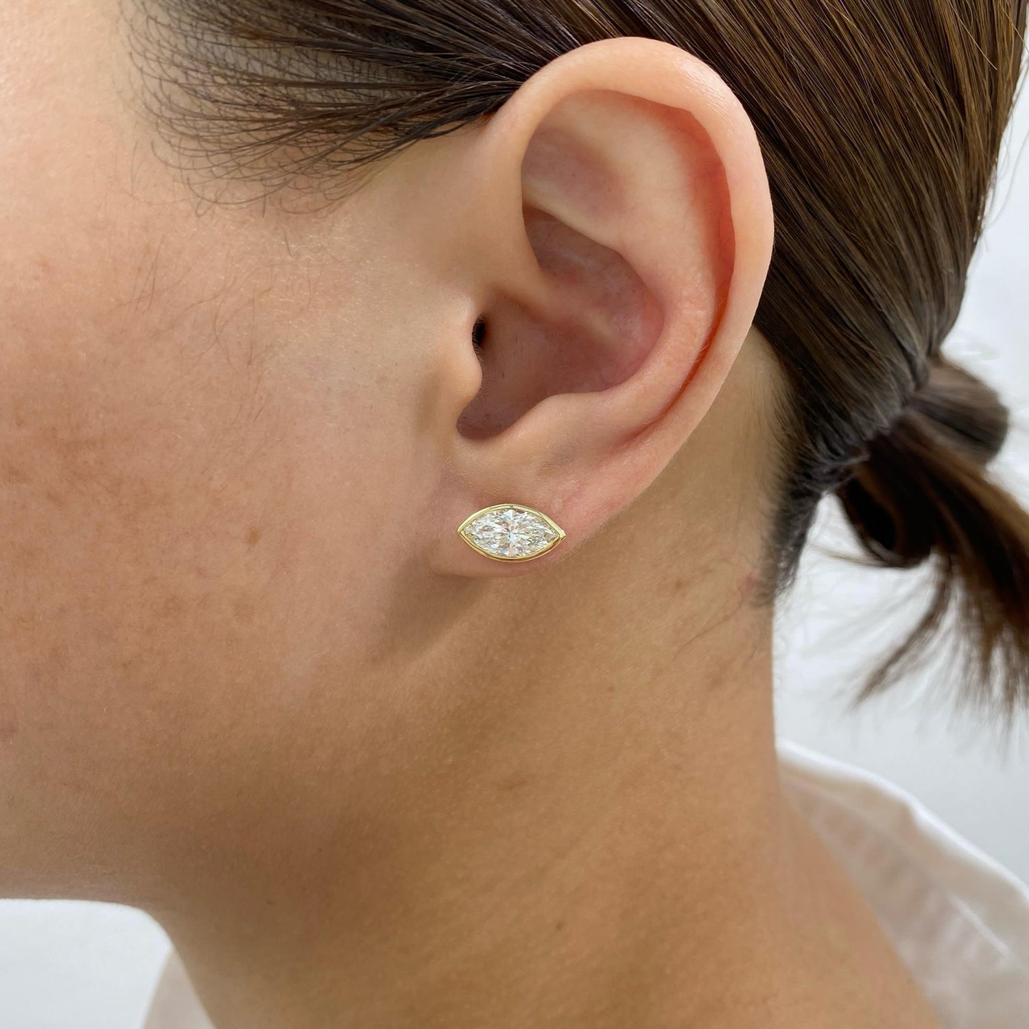 Madison 2 Marquise Lab-Grown Diamond Studs, Bezel Earrings