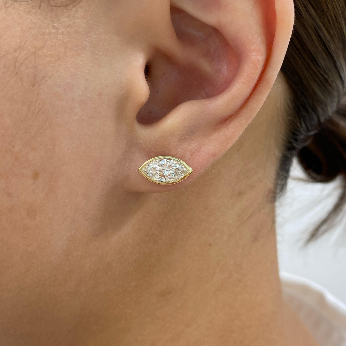 Madison 2 Marquise Lab-Grown Diamond Studs, Bezel Earrings