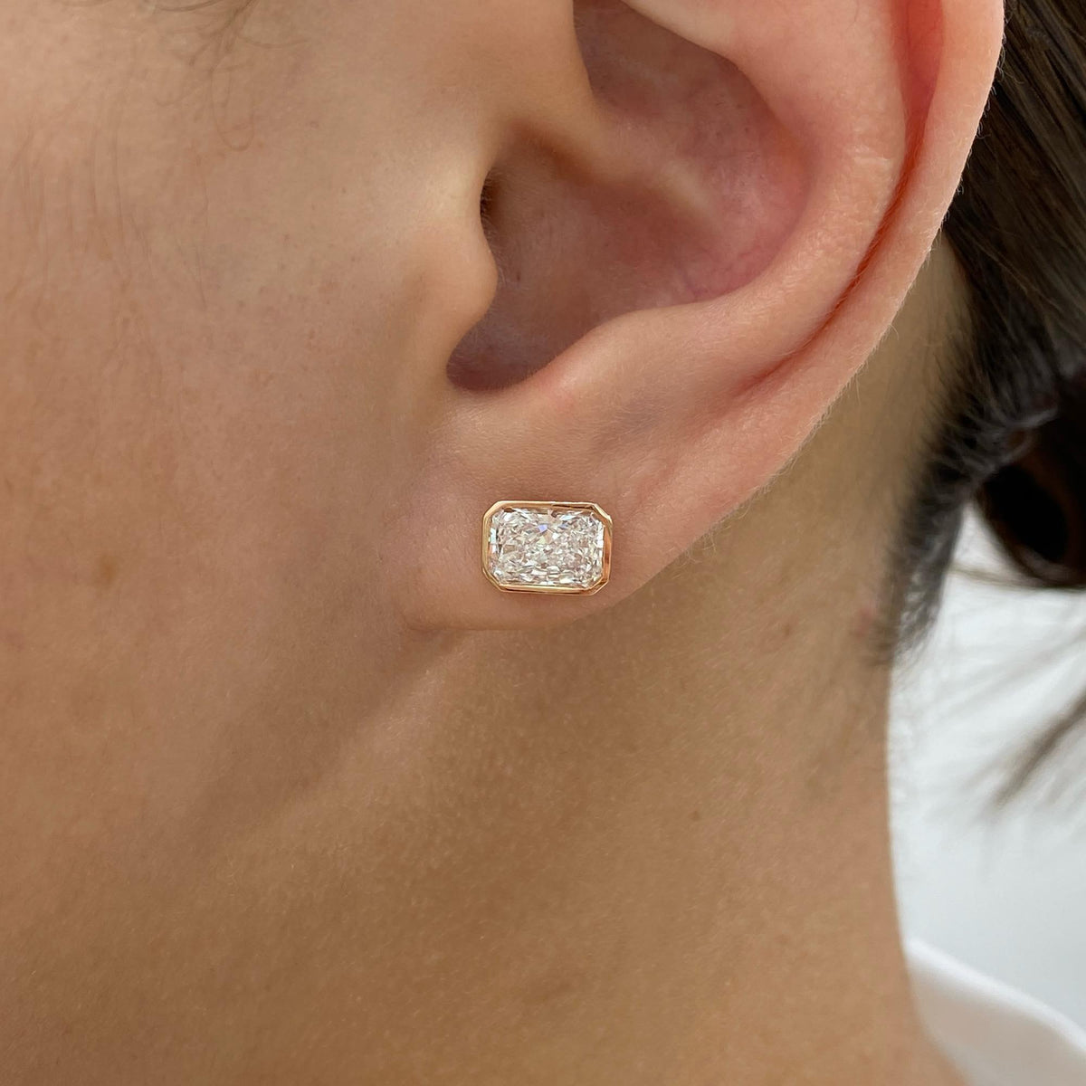 Madison 2 Radiant Lab-Grown Diamond Studs, Bezel Earrings
