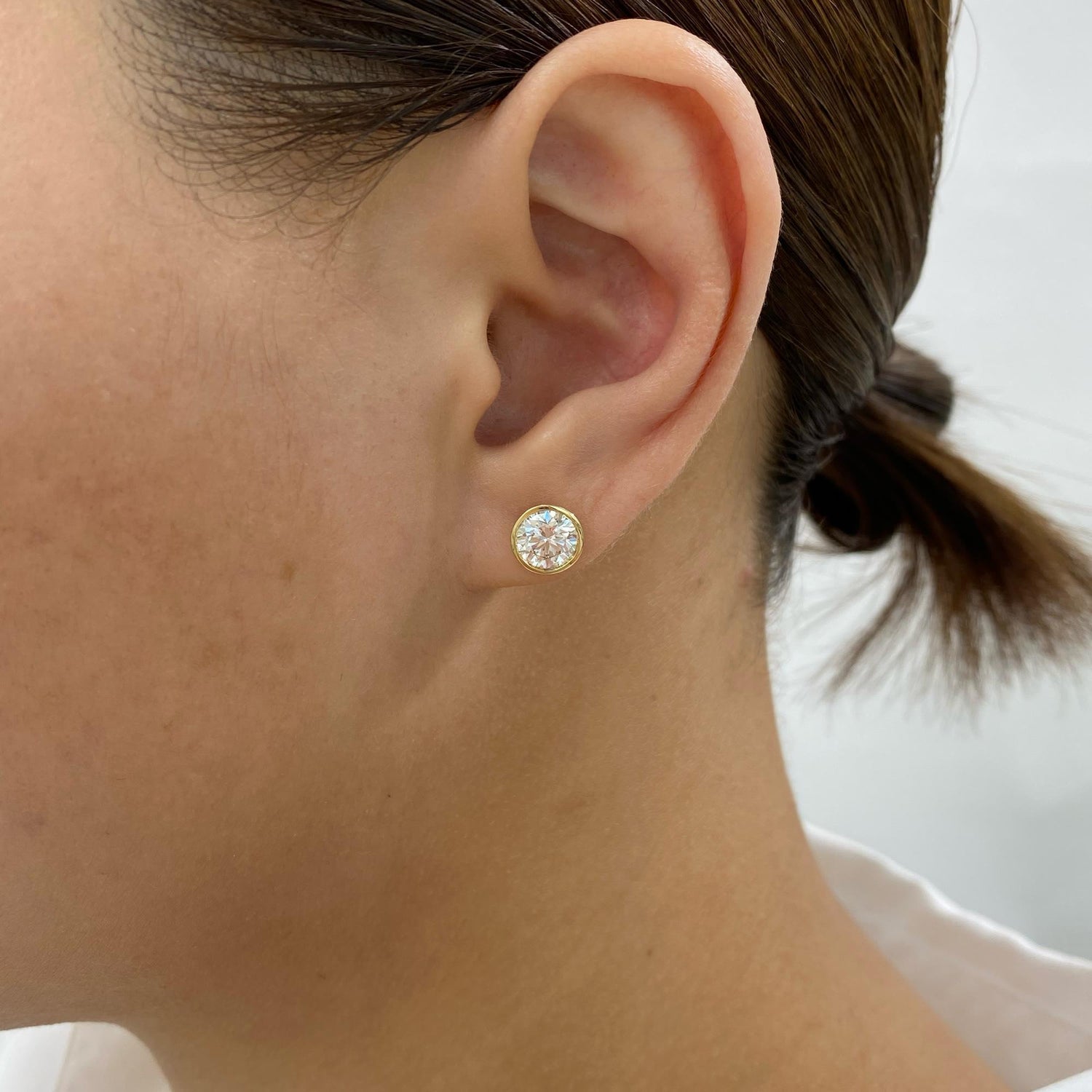 Madison 2 Round Lab-Grown Diamond Studs, Bezel Earrings