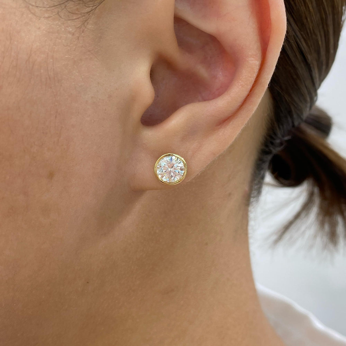 Madison 2 Round Lab-Grown Diamond Studs, Bezel Earrings