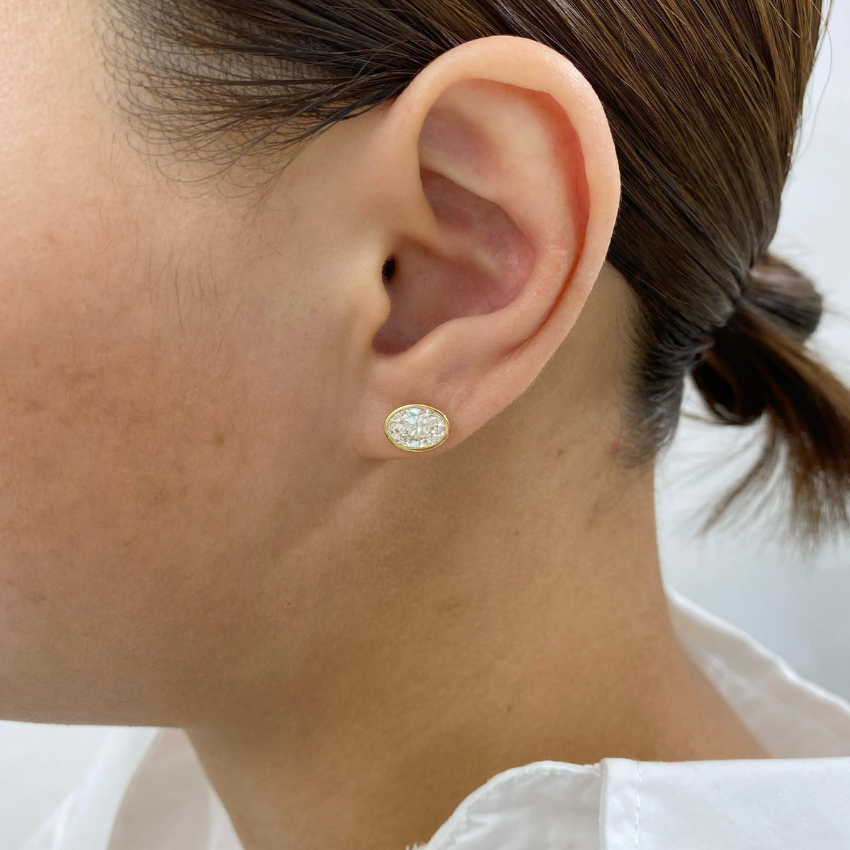 Madison 2 Oval Lab-Grown Diamond Studs, Bezel Earrings