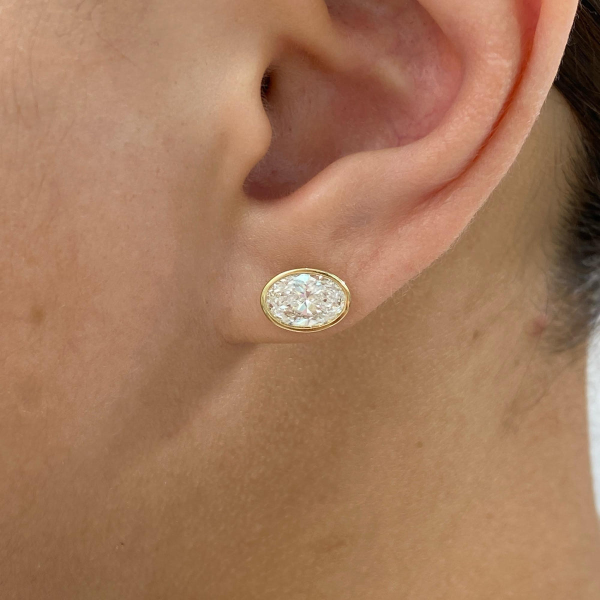 Madison 2 Oval Lab-Grown Diamond Studs, Bezel Earrings