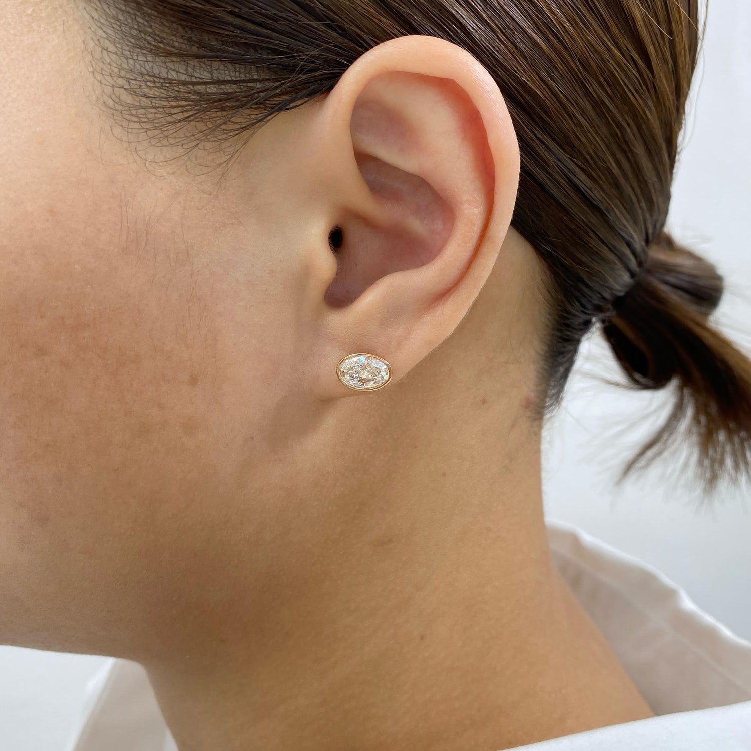 Madison 2 Oval Lab-Grown Diamond Studs, Bezel Earrings