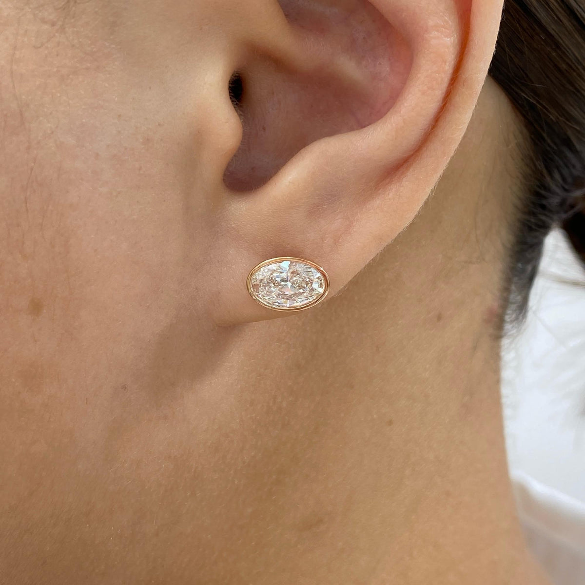 Madison 2 Oval Lab-Grown Diamond Studs, Bezel Earrings