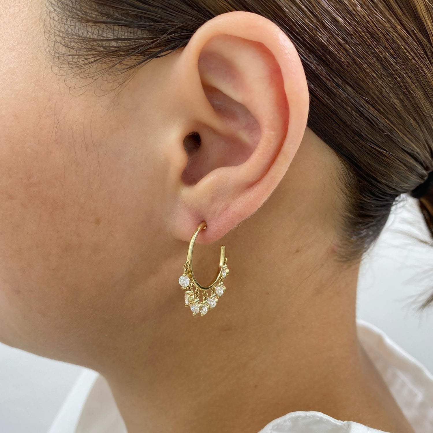 Lydia 1.6 Round Lab-Grown Diamond Hoop, Drop Earrings