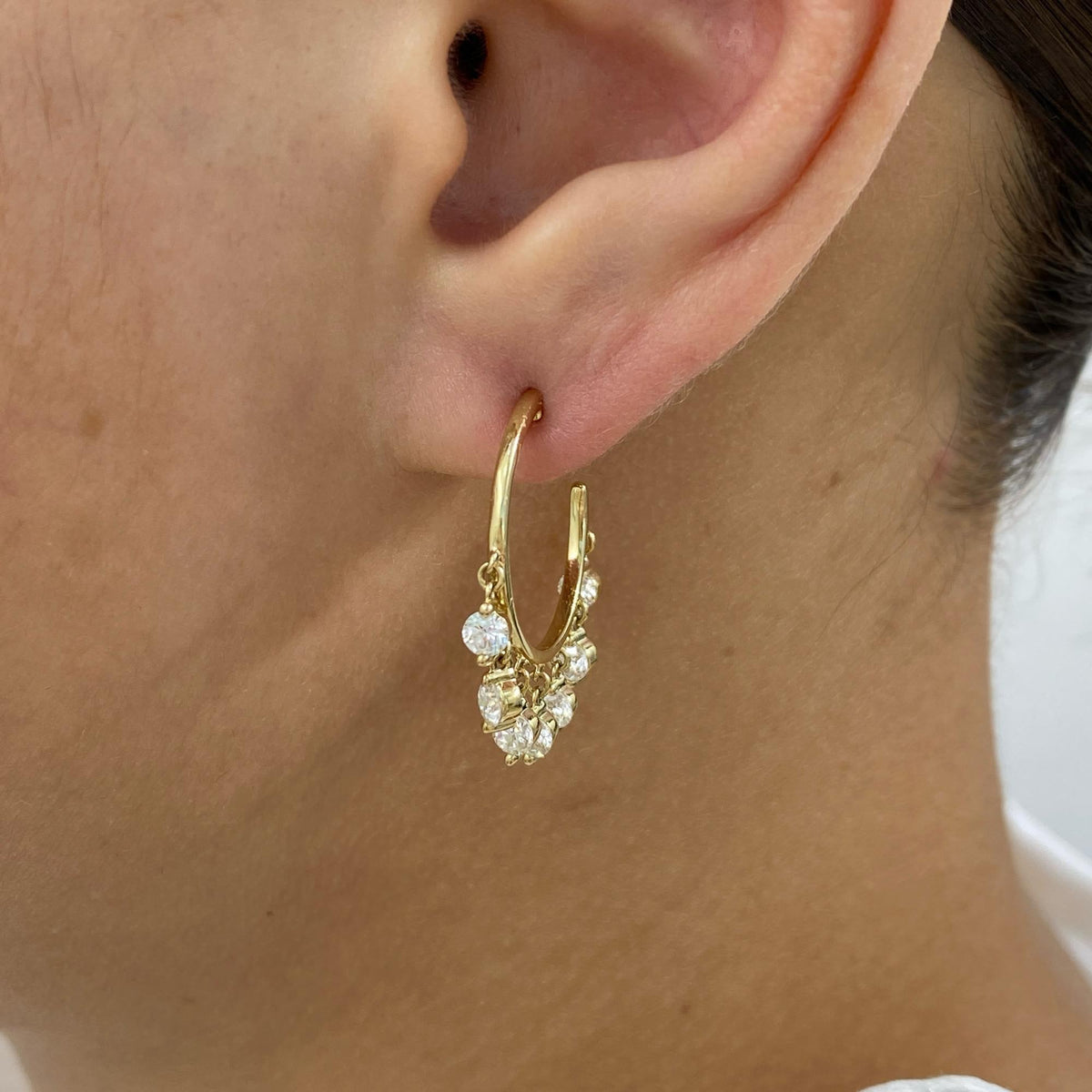 Lydia 1.6 Round Lab-Grown Diamond Hoop, Drop Earrings