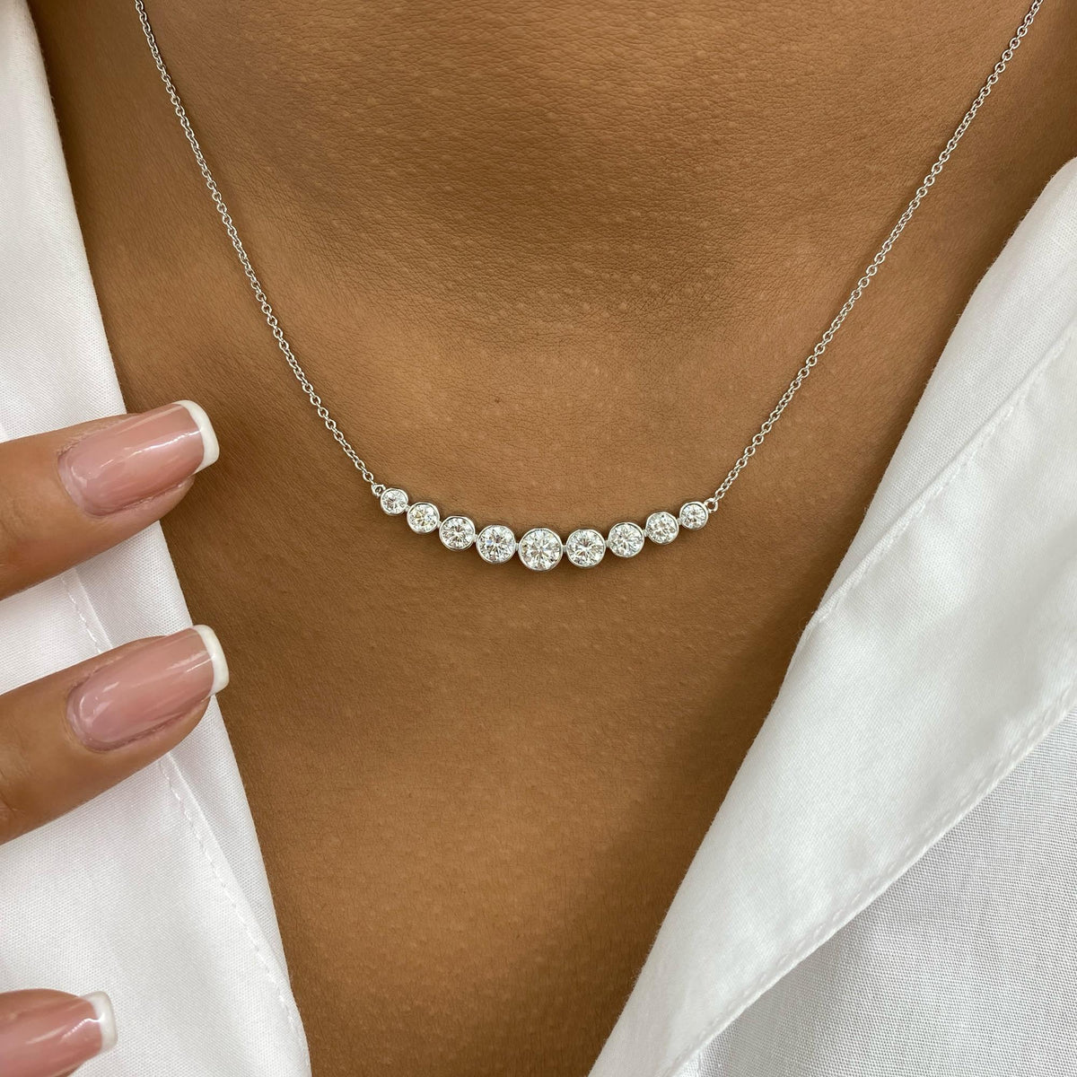 Dana 1.6 Round Lab-Grown Diamond Chain, Bezel Necklace