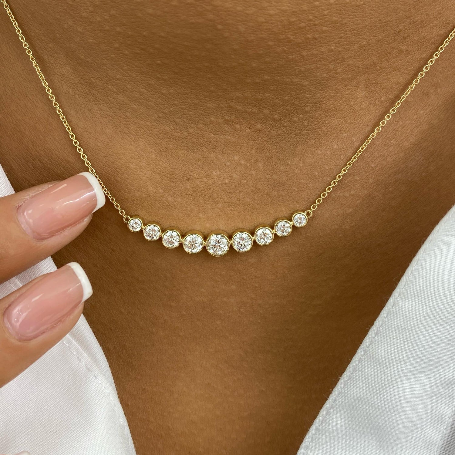 Dana 1.6 Round Lab-Grown Diamond Chain, Bezel Necklace