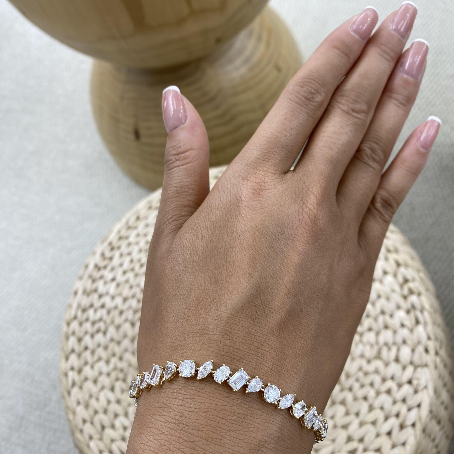 Stephanie 12 Emerald,Pear,Marquise,Oval,Round Lab-Grown Diamond Tennis Bracelet
