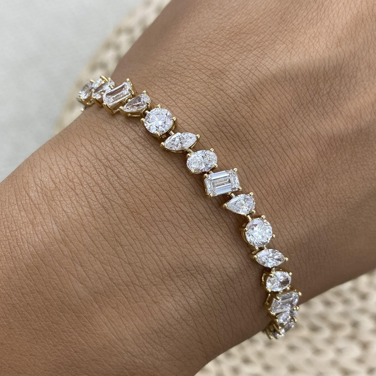 Stephanie 12 Emerald,Pear,Marquise,Oval,Round Lab-Grown Diamond Tennis Bracelet